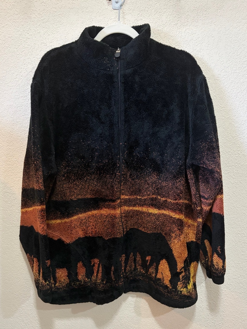 Vintage 90s Art Unlimited Horse Fleece Jacket Made USA Western Full Zip